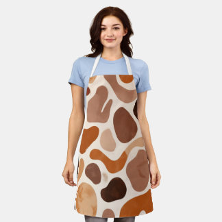 Tablier Brown Abstract Organic Shapes Print All-Over Print