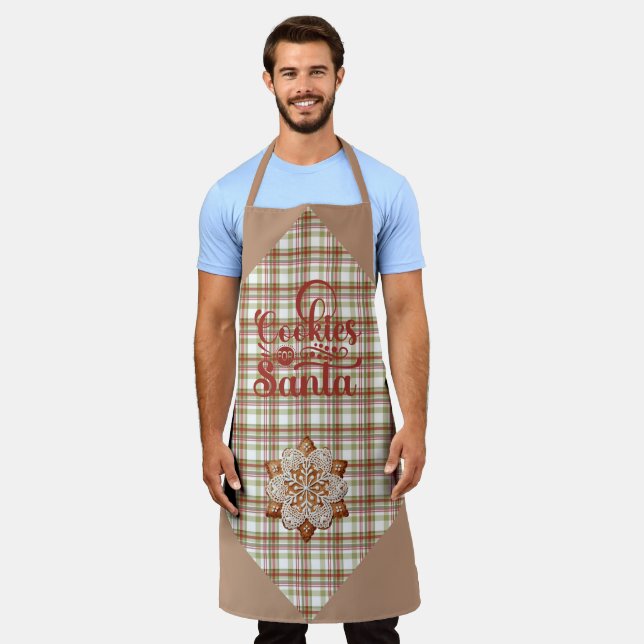 Tablier Brown and Red Plaid Cookies for Santa (Porté)