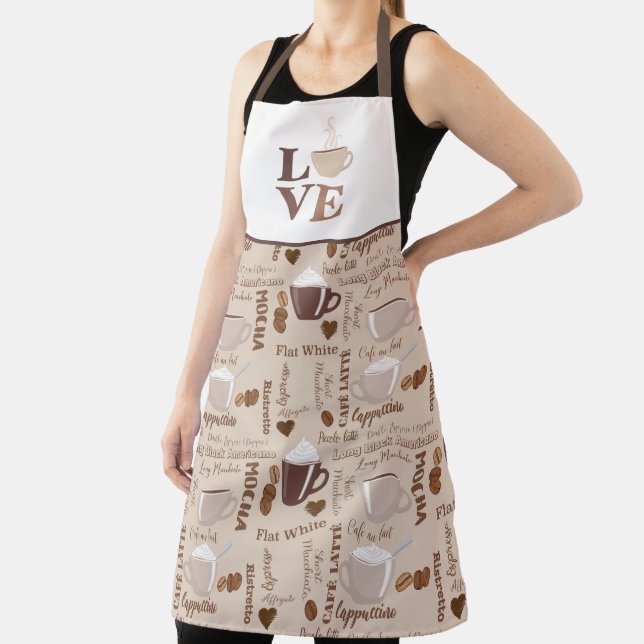 Tablier Brown café Mocha Latte Love Motif (Insitu)