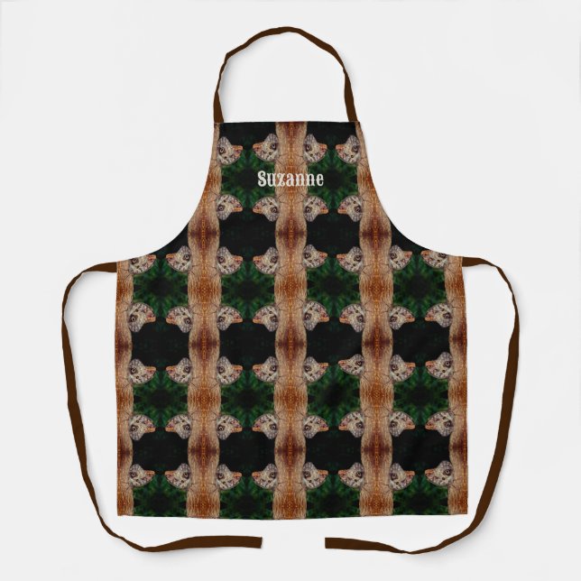 Tablier Brown Chouette papillon Nature personnalisée (Recto)