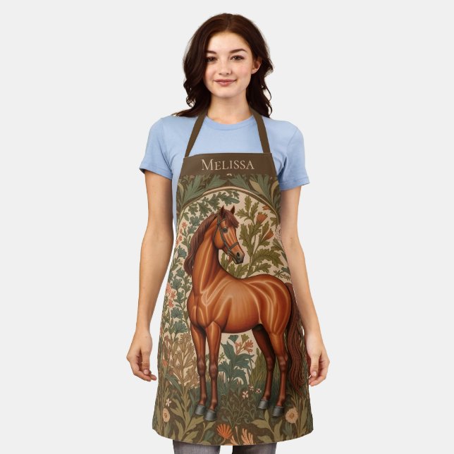 Tablier Brown Horse William Morris Inspired Personalized  (Porté)