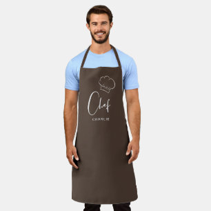 Tablier Brown mignon casquette et script chef personnalisé