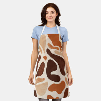 Tablier Brown Modern Art Flow Shapes All-Over Print Apron