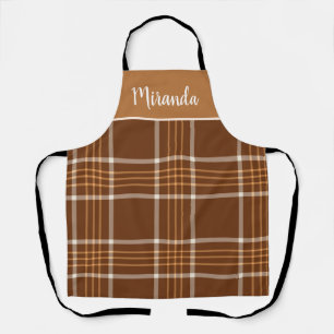 Tablier Brown Plaid tartan À damiers motif nom personnalis