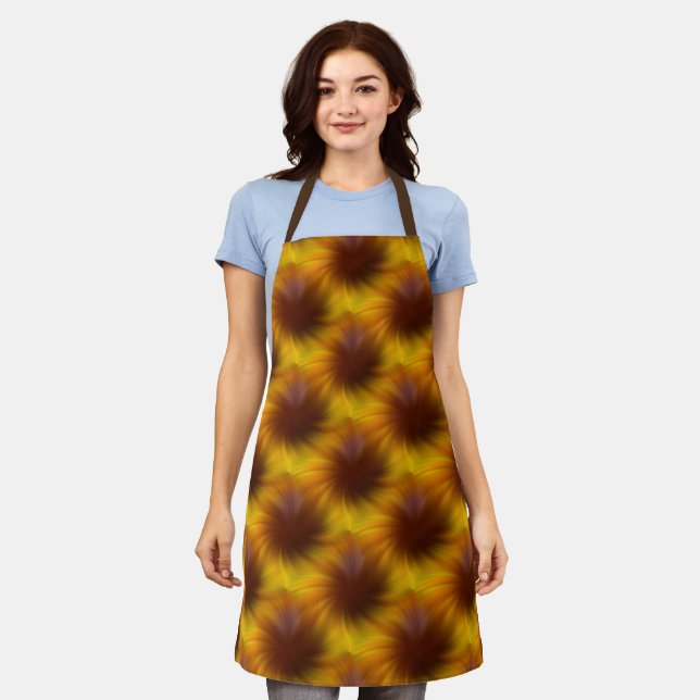 Tablier Brown Yellow Swirl Motif Abstrait (Porté)