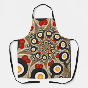 Tablier Brunch Fractal Art Drôle Nourriture, Tomates, Oeuf