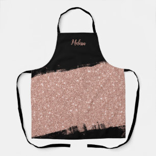 Tablier Brush Parties scintillant Rose Or Noir Personnalis