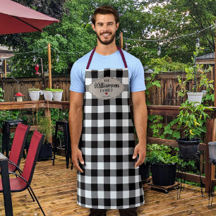 Tablier Buffalo Check Rustic Country Nom de famille