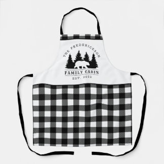 Tablier Buffle noir blanc personnalisé Plaid Cabine de fam
