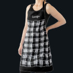 Tablier Buffle noir et blanc rustique plaid personnel<br><div class="desc">Le buffle noir et blanc rustique plaid apéro personnel. Ajoutez votre propre nom pour personnaliser.</div>