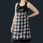 Tablier Buffle noir et blanc rustique plaid personnel<br><div class="desc">Le buffle noir et blanc rustique plaid apéro personnel. Ajoutez votre propre nom pour personnaliser.</div>