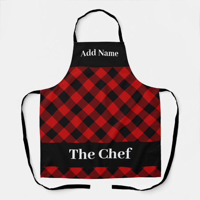 Tablier Buffle Noir Rouge En vichy Voir Le Chef Apron (Recto)