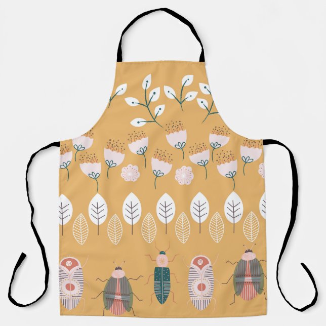 Tablier Bugs, plante : jeu de bordures vintage. (Recto)