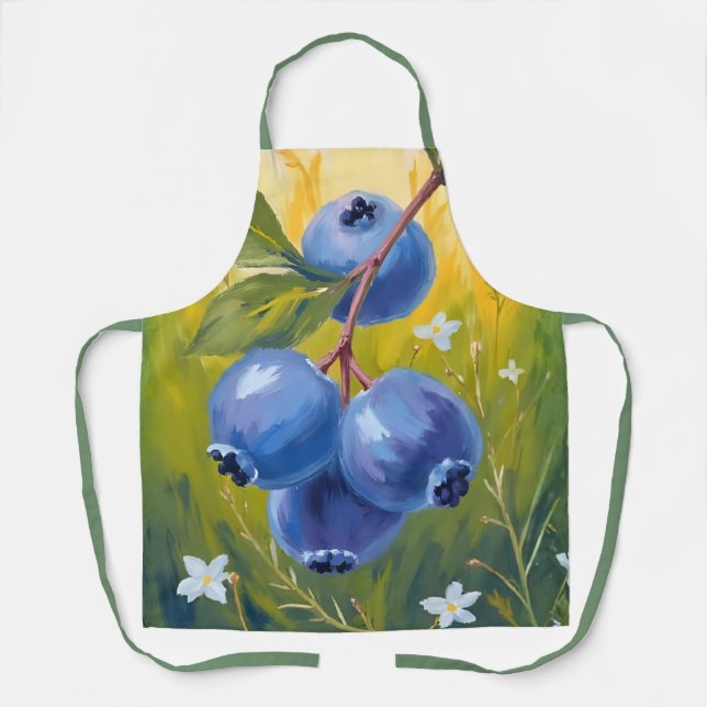 Tablier Buisson de myrtille | Peinture aquarelle de fruits (Recto)