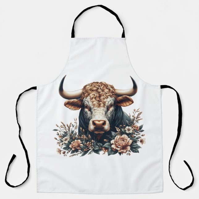 Tablier Bull majestic en fleurs (Recto)