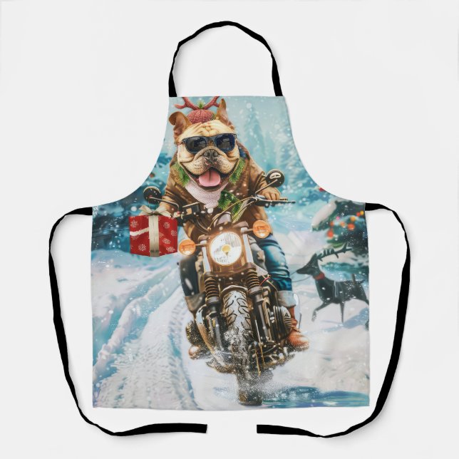 Tablier Bulldog à moto Noël (Recto)