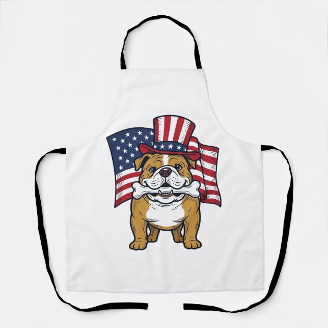 Tablier Bulldog Patriotique Avec Drapeau Vector Design_1 (Recto)