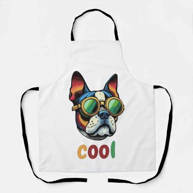 Tablier Bulldog Pop Art avec lunettes (Recto)