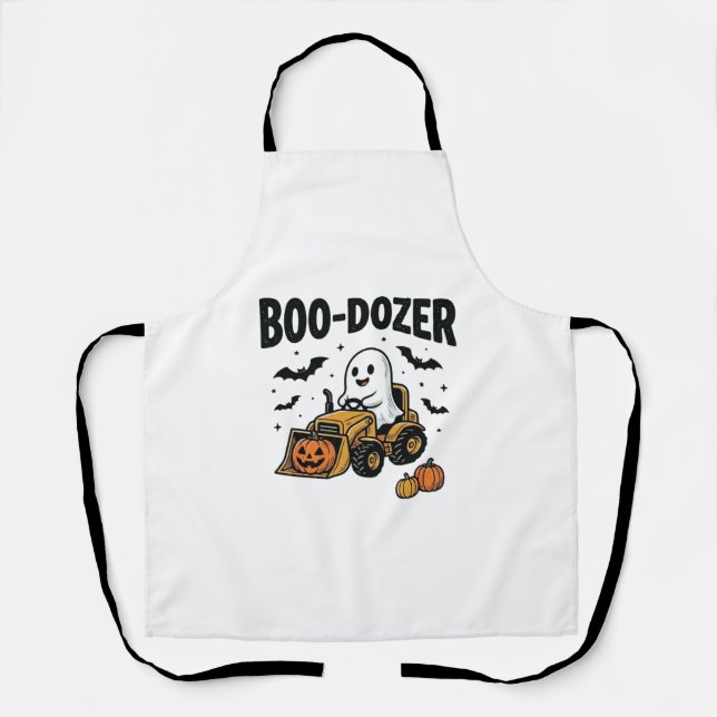 Tablier Bulldozer fantôme de Halloween Boo-Dozer Design_1 (Recto)