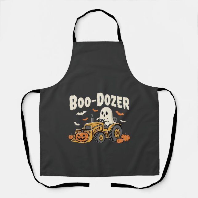 Tablier Bulldozer fantôme de Halloween Boo-Dozer Design_1 (Recto)