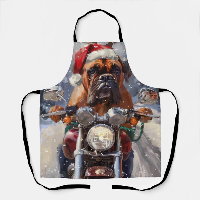 Tablier Bullmastiff à moto Noël  (Recto)