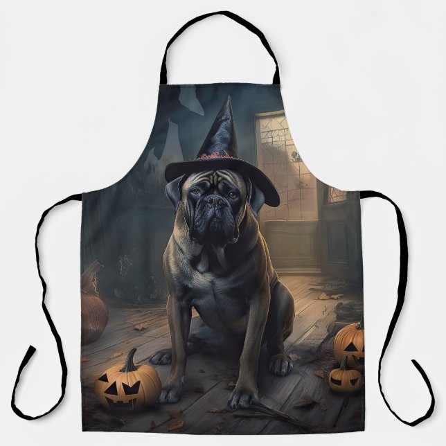 Tablier Bullmastiff Citrouilles Halloween effrayant (Recto)