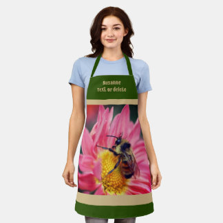 Tablier Bumble Bee On Pink Daisy Flower Personnalisé