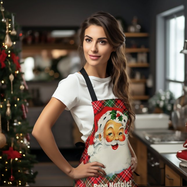 Tablier Buon Natale Italien Noël Père Noël Plaid (Vintage Santa Buon Natale
Cutomized Red Plaid Christmas Apron)