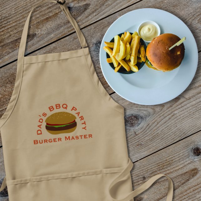 Tablier Burger Master Papa BBQ Party Mens Adulte Apron (Créateur téléchargé)