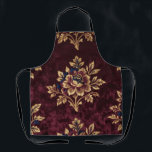 Tablier Burgundy Velvet Peony Gold Embroidery Floral<br><div class="desc">Rich, opulent luxury in every detail. This exquisite design features large, lush peonies in deep burgundy velvet with lavish gold metallic embroidery, accented by midnight blue leaves and delicate stems. A timeless, regal pattern that radiates sophistication and warmth perfect for those who love classic European inspired luxury florals.</div>