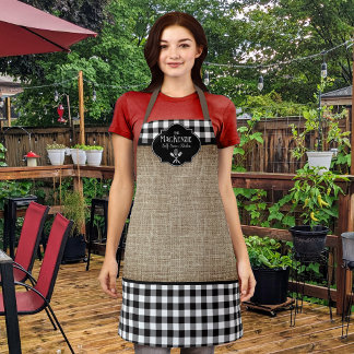Tablier Burlap Black Buffalo Check personnalisé