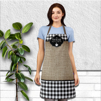 Tablier Burlap Black Buffalo Check personnalisé