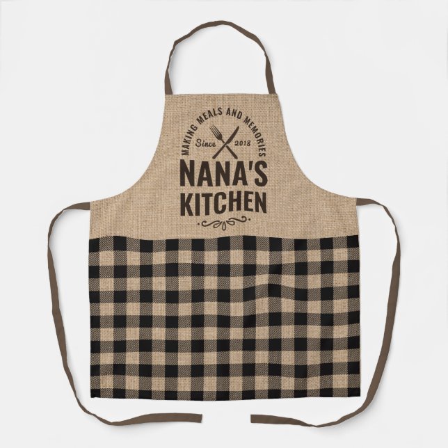 Tablier Burlap Nana Kitchen Grandmas Cadeau Vintage Rustiq (Recto)
