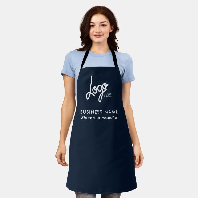 Tablier Business Logo | Name Modern Navy Blue Apron (Porté)