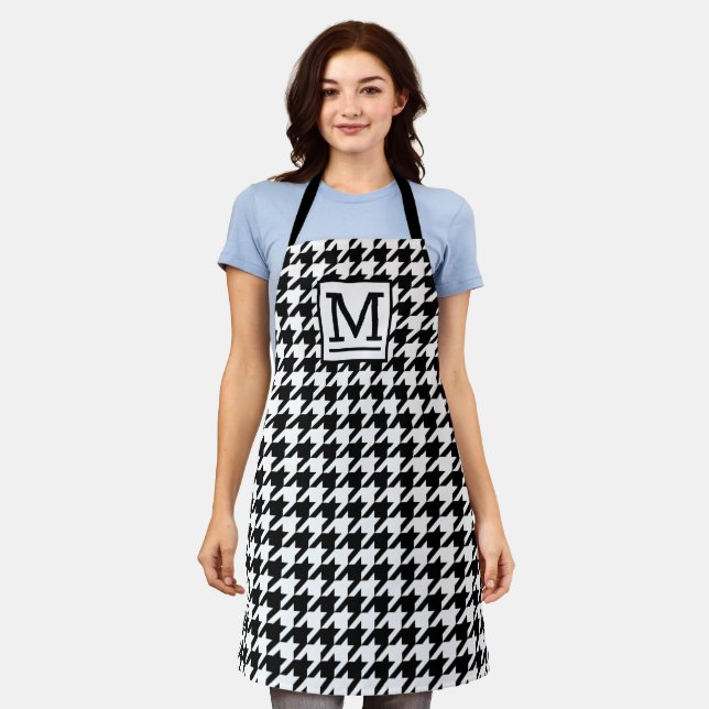 Tablier BW Houndstooth Apron monogramme (Porté)