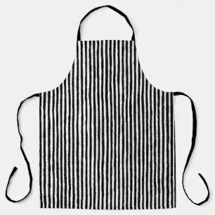 Tablier BW vertical noir et blanc Motif de bande rétro