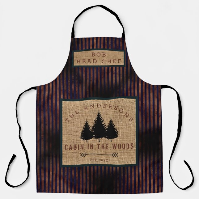 Tablier Cabane de nom de famille de campagne moderne avec  (Recto)