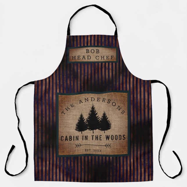 Tablier Cabane de nom de famille de campagne moderne avec  (Recto)