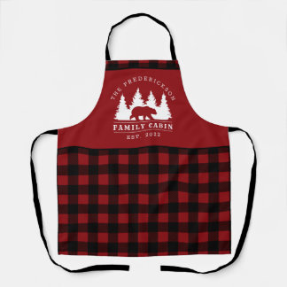 Tablier Cabine de famille personnalisé Black Red Buffalo P