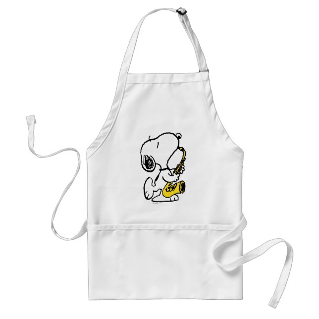 Tablier cacahuètes | Lecteur Snoopy Saxophone (Devant)