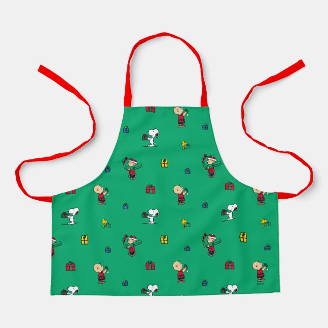 Tablier cacahuètes | Motif cadeau de Noël (Recto)