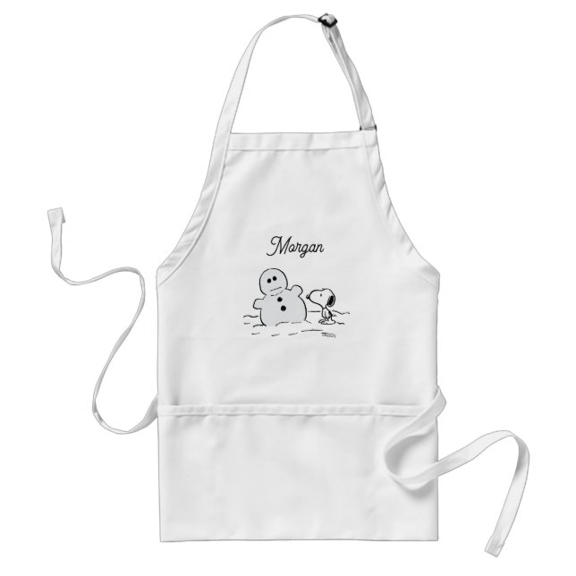 Tablier cacahuètes | Snoopy Construit Un Snowman | Ajouter (Devant)