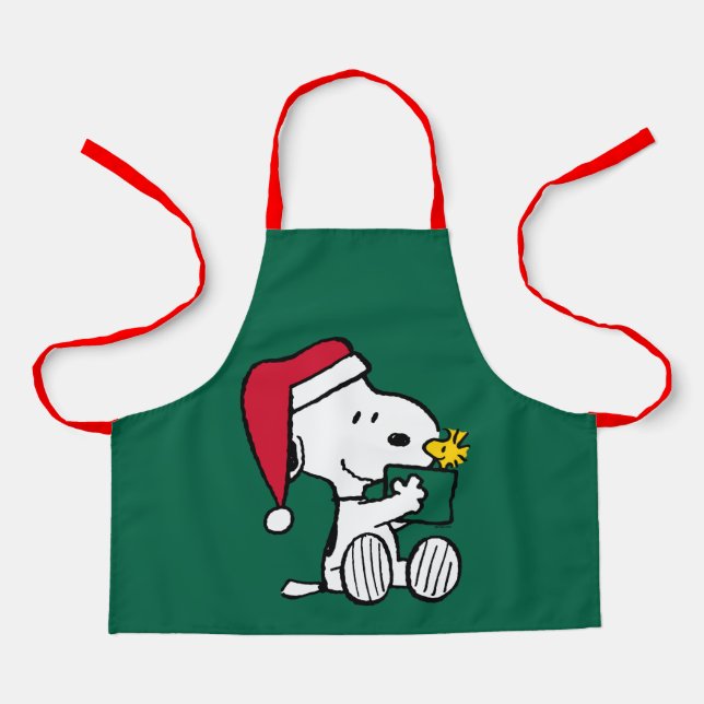 Tablier cacahuètes | Snoopy Père Noël & Woodstock Cadeau (Recto)
