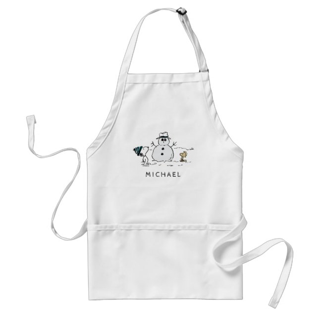 Tablier cacahuètes | Snoopy & Woodstock Snowman | Ajouter  (Devant)