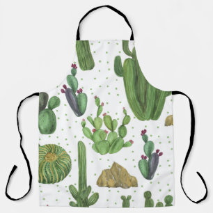 Tablier Cactus aquarelle, motif naturel sans soudure.