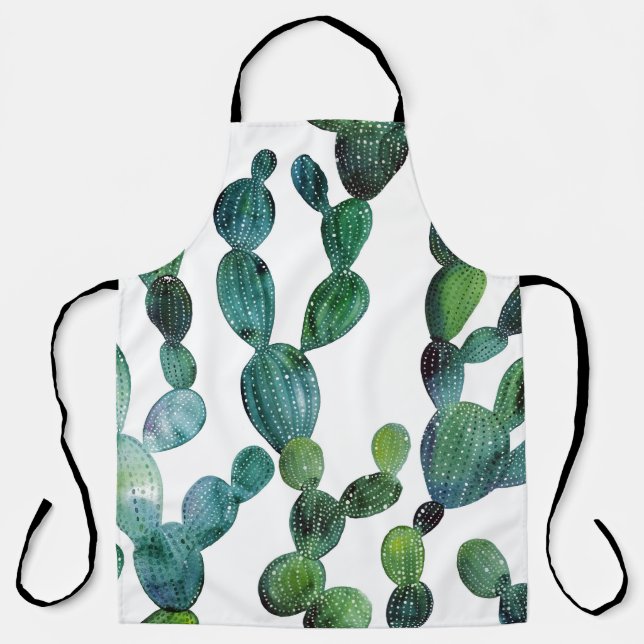 Tablier Cactus Craze : Tendance de l'aquarelle tropicale (Recto)