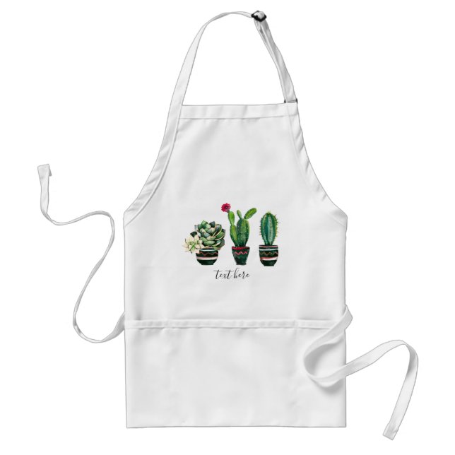 Tablier cactus, succulent, aquarelle, fiesta, mexicaine, (Devant)