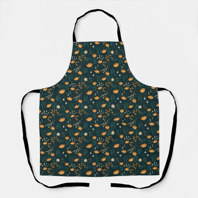 Tablier Cadeau d'anniversaire | Floral orange (Recto)