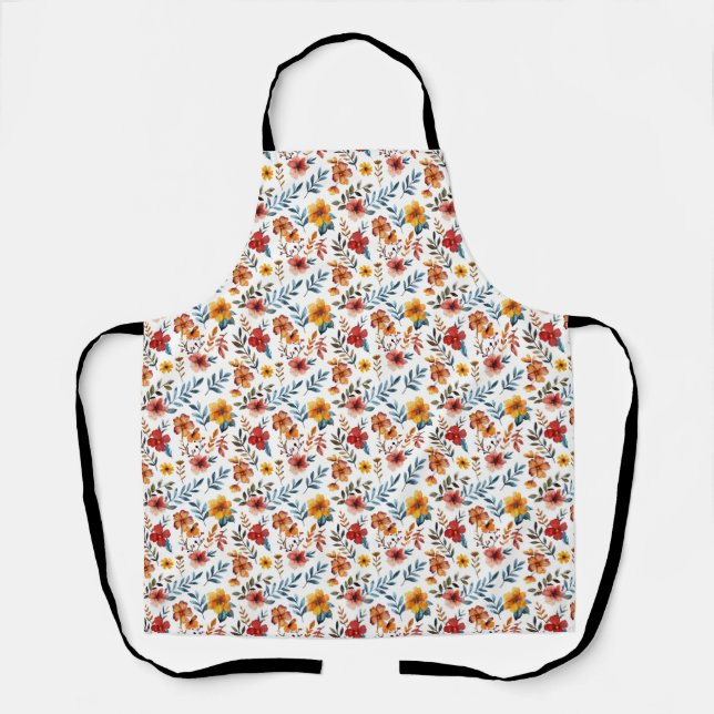 Tablier Cadeau d'anniversaire | Florale Vibrante Dans Le S (Recto)