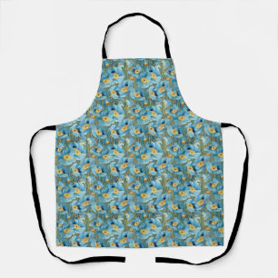 Tablier Cadeau d'anniversaire Flore bleu et or sans join